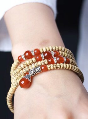 极速星月菩提手串绕指柔多圈 海南原生态迷你菩提子鸡Z油黄佛珠手