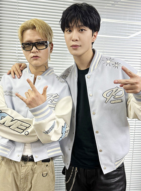 【范丞丞罗言同款】OKME棒球服设计立体刺绣logo拼接情侣夹克外套