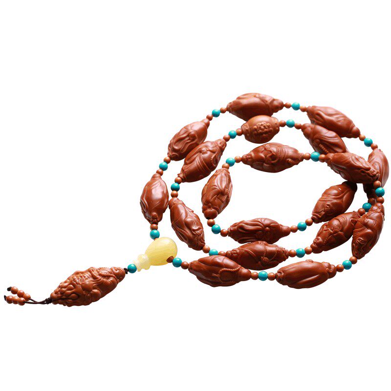 极速橄榄核十八弥勒长串r脖挂项链橄榄胡核雕男女文玩佛珠手链手