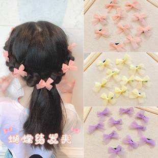极速儿童小号蝴蝶结发夹新款女童头饰公主婴儿发卡小女.孩网纱夹