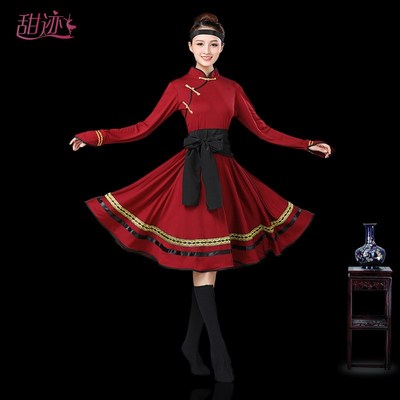 蒙族舞蹈新款蒙古舞服装半身裙练功服少数民族现代民族Z风演出服