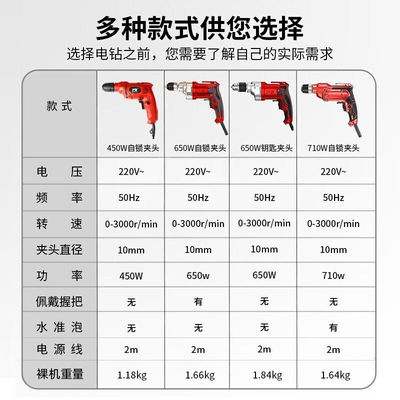 极速沪豪(HUHAO)电钻家用钻B墙打孔多功能有线手电钻大功率电转