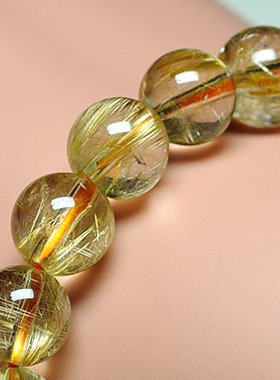 极速金发晶手链 男女款 r金钛晶发丝黄发晶水晶手链手串 一物一图