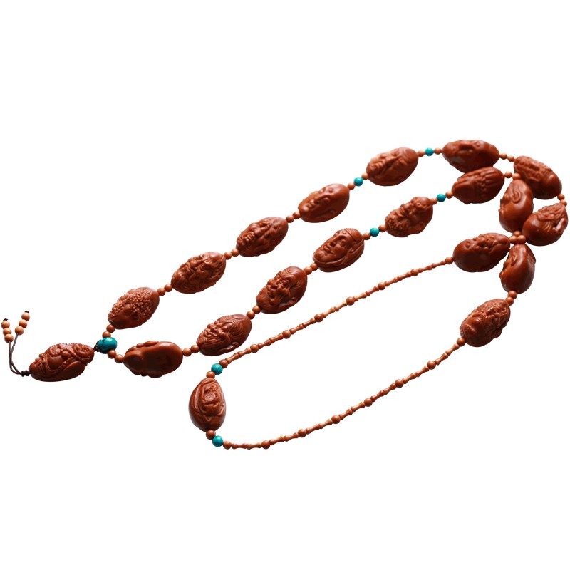 极速橄榄核单面十八罗汉s长串脖挂项链橄榄胡核雕手串男女文玩把