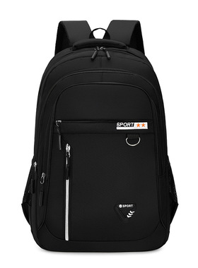 极速Big Capacity lMen Backpack Oxford Black Solid High Schoo