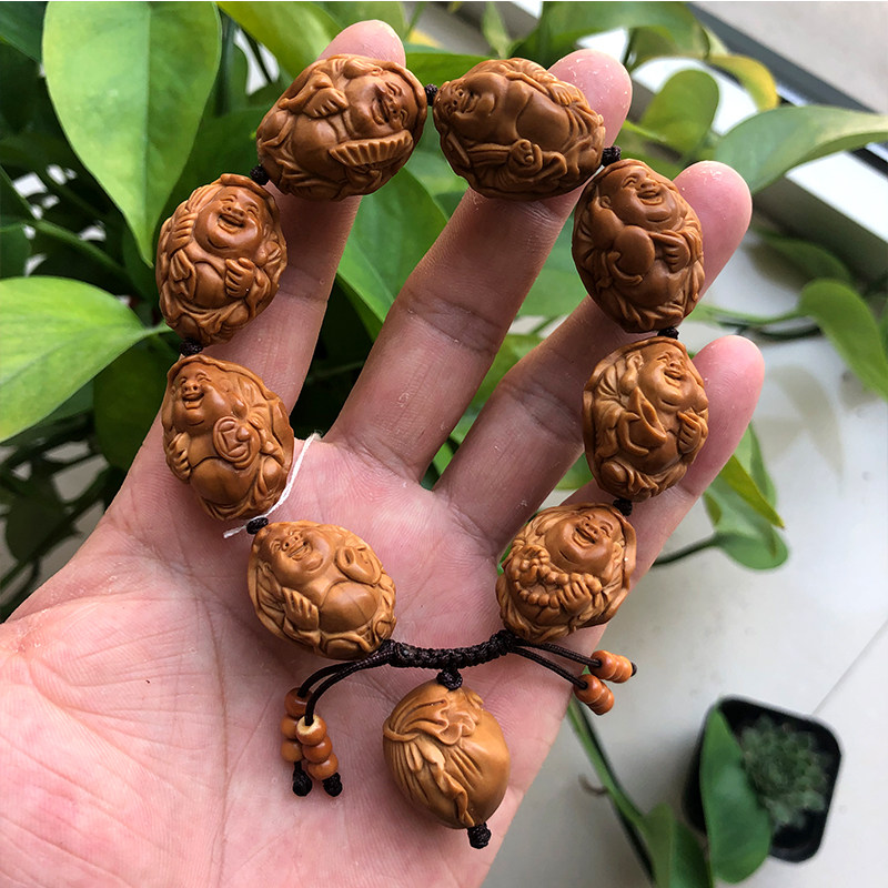 极速橄榄核 1.9大籽八宝弥勒橄榄核雕手工雕O刻 文玩橄榄胡手链手