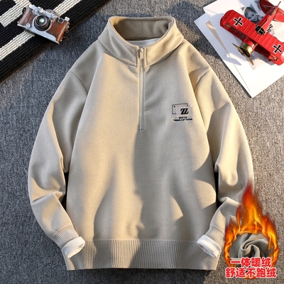 字母贴标设计加厚保暖男生毛衣