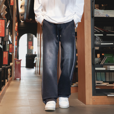 2025春秋季新款美式复古牛仔裤男青少年潮牌休闲宽松直筒阔腿裤子