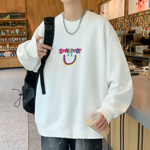 2025春秋新款青少年潮流休闲圆领卫衣男生宽松韩版百搭款笑脸上衣
