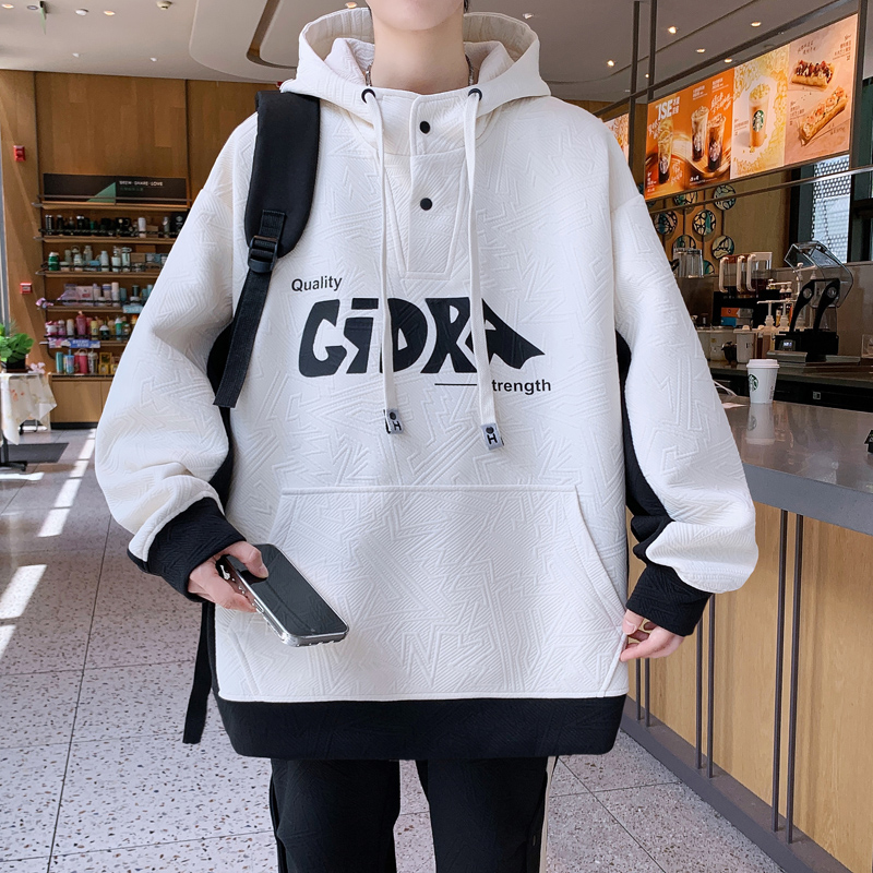 2025秋季新款青少年连帽卫衣休闲套装宽松印花舒适男生百搭两件套