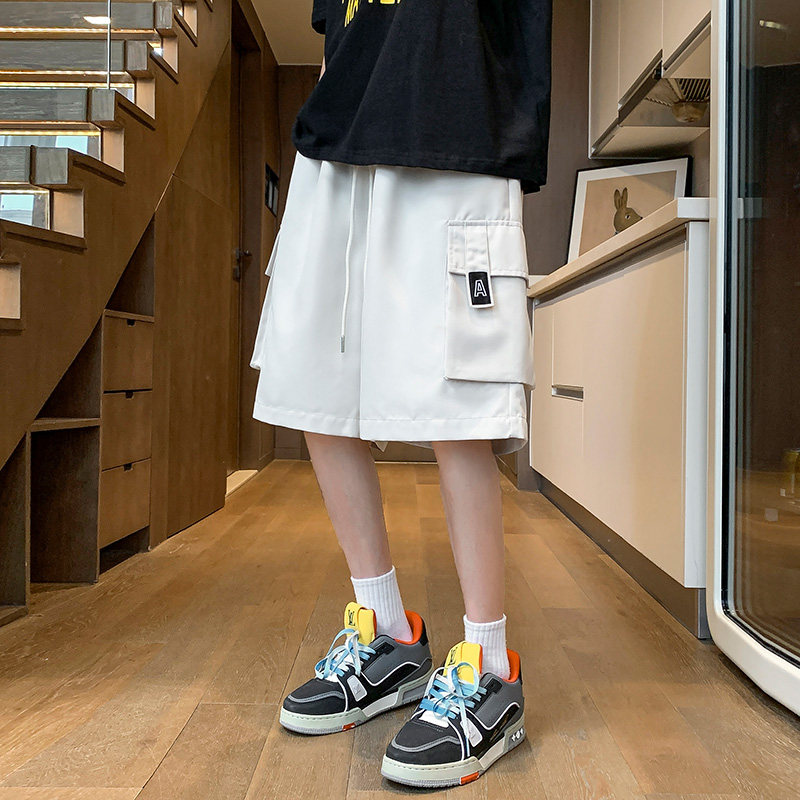 2025夏季新款青少年时尚工装五分裤潮牌字母印花男生宽松百搭短裤,男装,短裤,淘宝优惠券,粉丝福利购,淘宝优惠卷