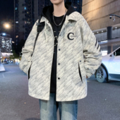 2026春季 上新青少年连帽夹克撞色宽松男生百搭休闲连帽防风外套