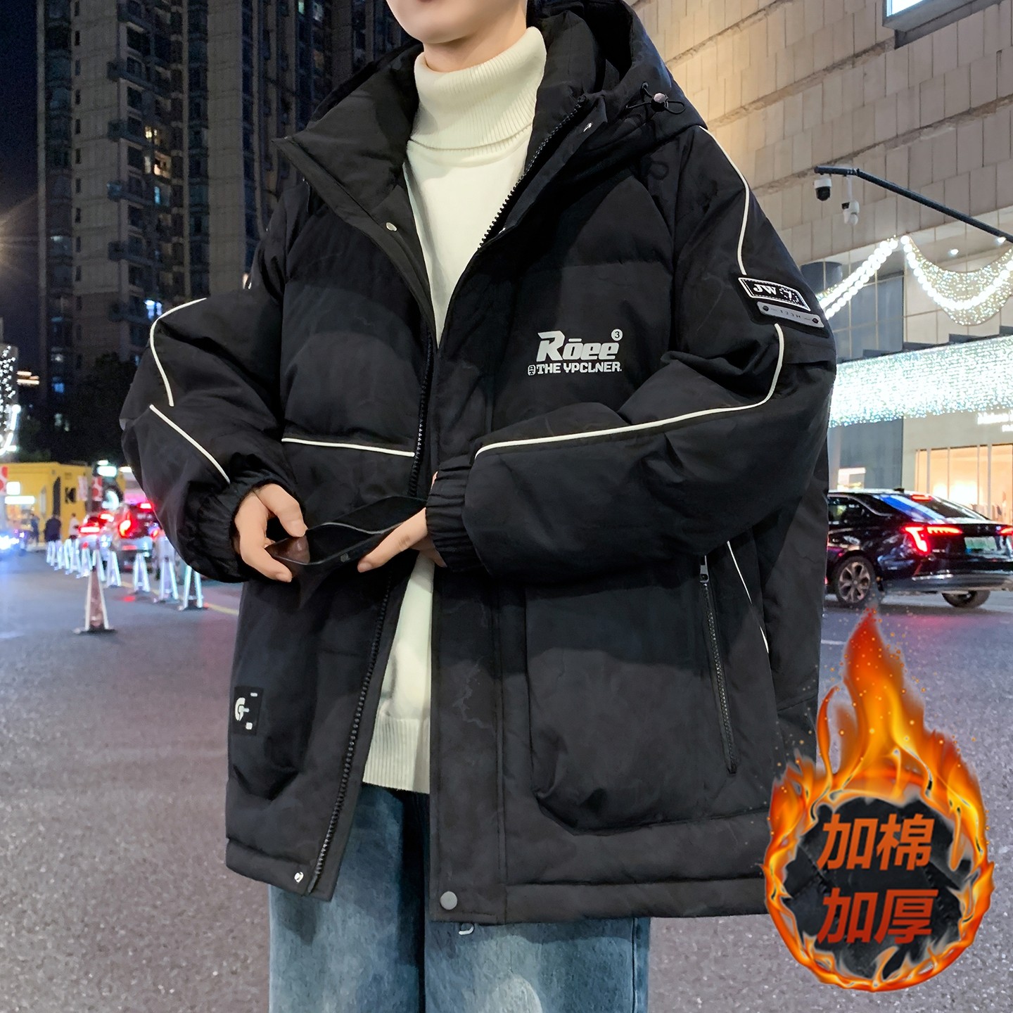 青少年加厚棉服新款保暖个性痞帅休闲初中高中学生男孩防寒棉衣