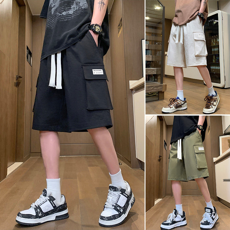 2025夏季新款青少年时尚工装五分裤多口袋设计男生宽松百搭款短裤,男装,短裤,淘宝优惠券,粉丝福利购,淘宝优惠卷