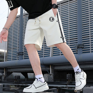 新款 百搭款 排扣设计短裤 高街宽松男生五分裤 美式 潮牌青少年夏季
