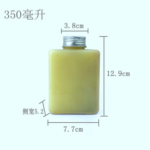 350ml扁方加厚塑料瓶一次性分装外卖瓶 果汁饮品商用食品级奶茶瓶