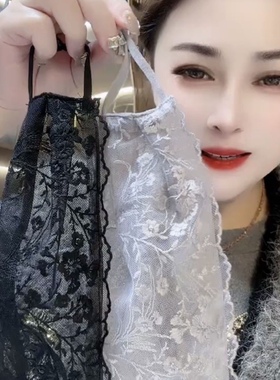 网红新款花边蕾丝口罩紫外线冰丝透气薄款夏天防晒网纱韩版气质