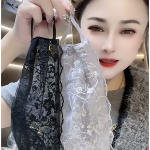 气质 夏天防晒网纱韩版 网红新款 花边蕾丝口罩紫外线冰丝透气薄款