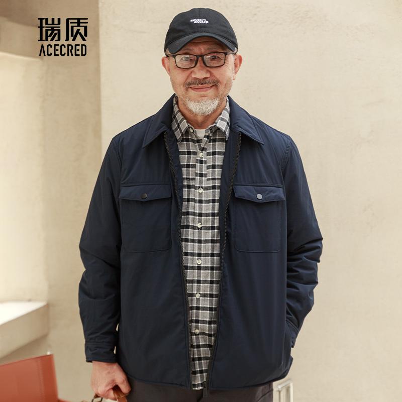 爸爸外套中老年人男装薄款棉衣中棉衣
