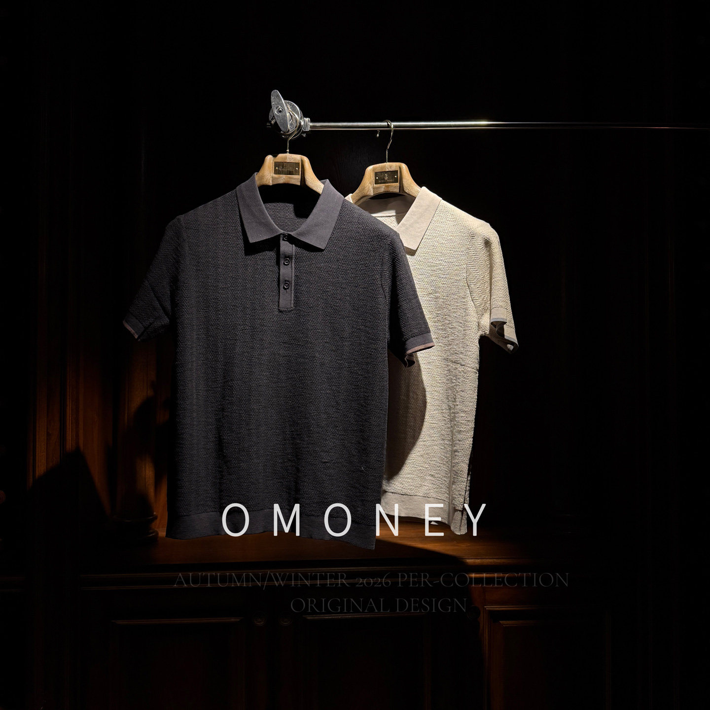 OMoney 棉麻混纺透气POLO衫蜂窝织法短袖T恤男26夏季休闲商务通勤