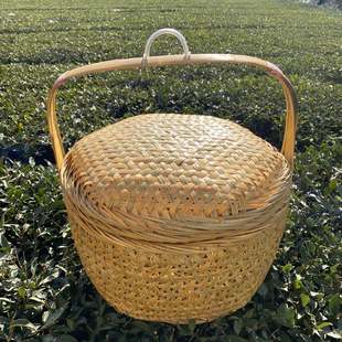 极速竹编篮子手工编织全竹青竹A皮拜拜公祭祀篮菜篮子收纳篮大水