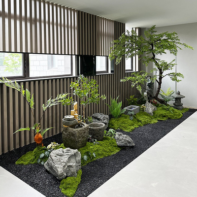 新品仿真绿枫叶树假n室内装饰大型禅意绿植干景观新中式造景摆件