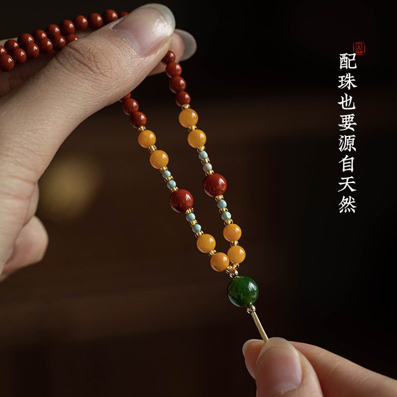 新品红玛瑙e吊坠绳珠链蜜蜡貔貅珠链翡翠吊坠挂绳毛衣链手工编织