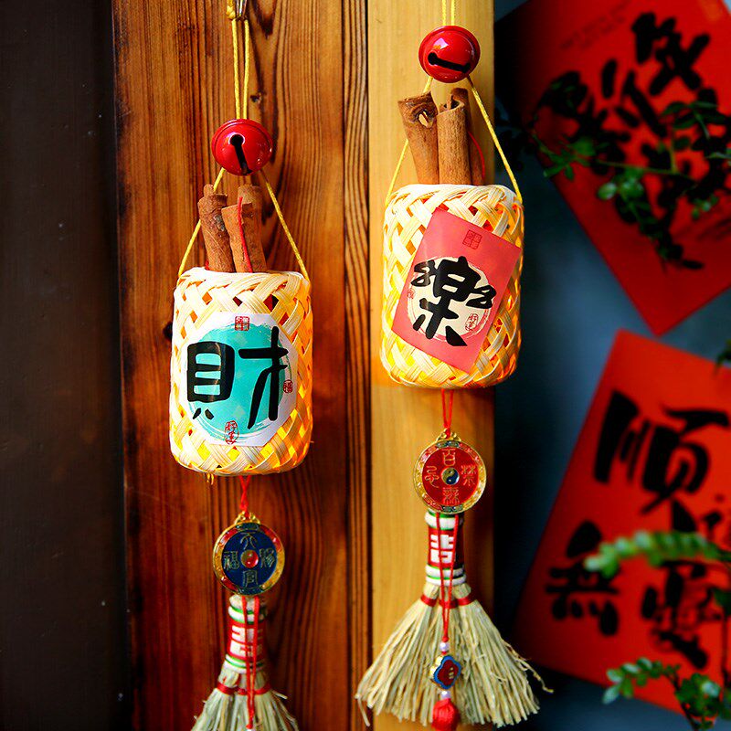 新品新年竹编灯笼小l挂件蛇年元旦装饰2025新款春节氛围布置纯手