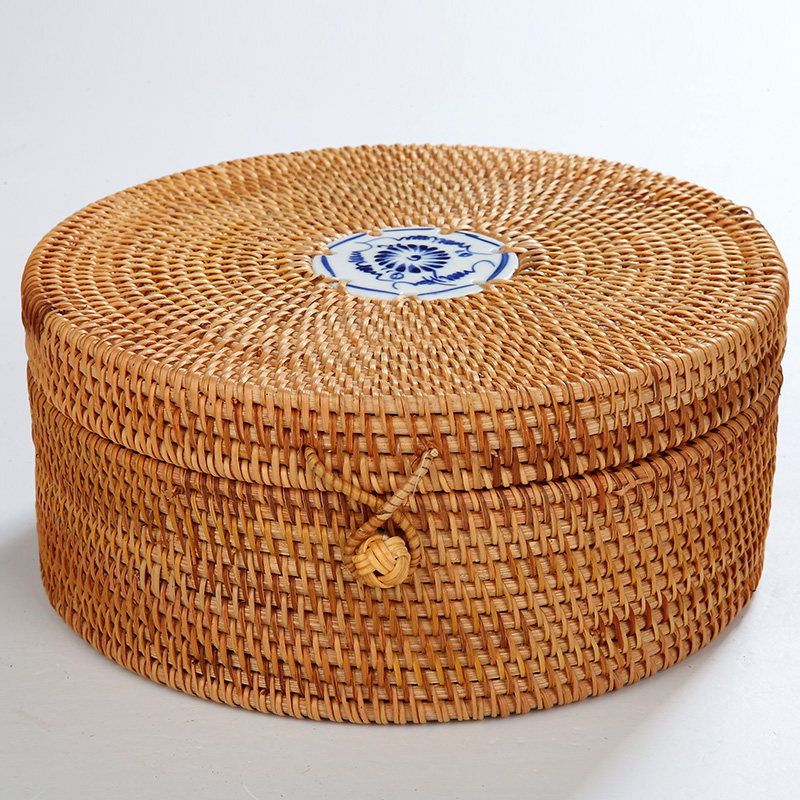 极速精品秋藤编七子饼茶叶罐普洱茶饼D包装盒礼品盒储存茶桶357克