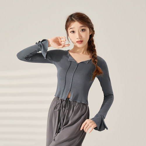 新品舞蹈服女2023秋季新款形体练E功现代修身显瘦短款跳舞专用成