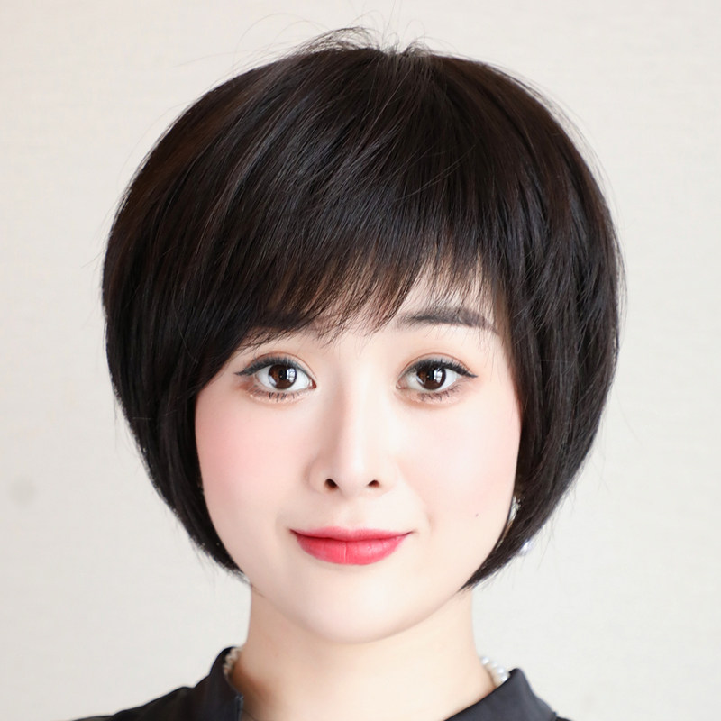 极速假发短发f女款自然真发全头套高端仿真头发型真人发丝光头假