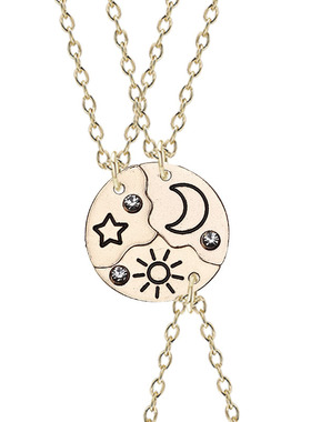 极速3 Piece Set Sun Moron Star Pendant Necklace Best Friend