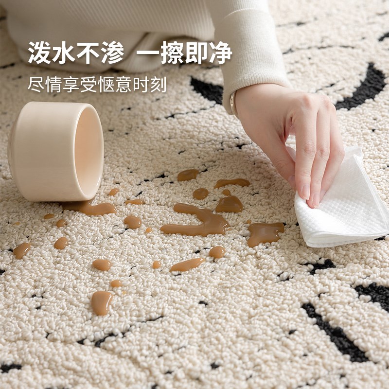 新品侘寂b风ins风客厅地毯高端轻奢书房卧室床边毯防水防污茶几沙