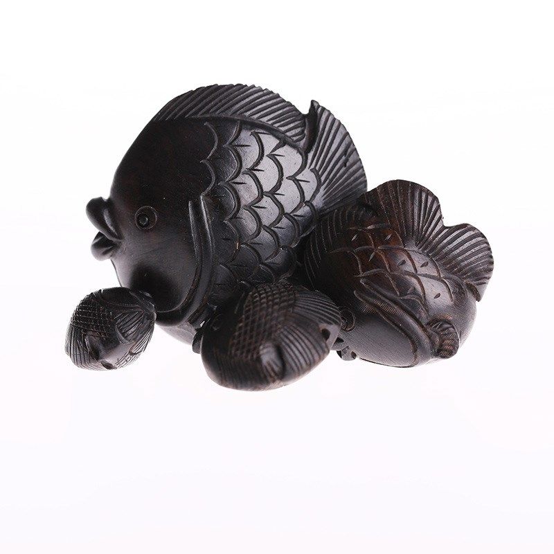 极速黑檀木手工雕刻创意尖嘴胖嘟B嘟鱼吊坠diy汽车钥匙扣手串饰品