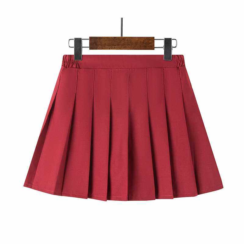 极速女童红色f百褶半身裙夏jk裙子薄款小学生中大童儿童格子短裙
