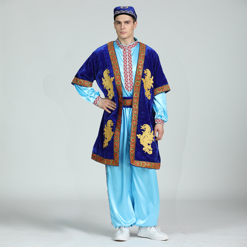 极速新疆舞蹈演出服维族舞服装成人舞服男M款长马甲成人新疆舞四