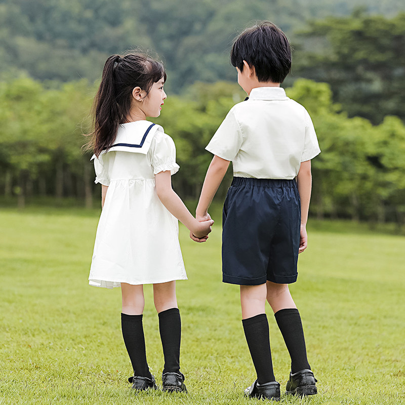 新品幼儿园园服夏装英o伦学院风小学生校服夏天毕业照服装纯棉儿