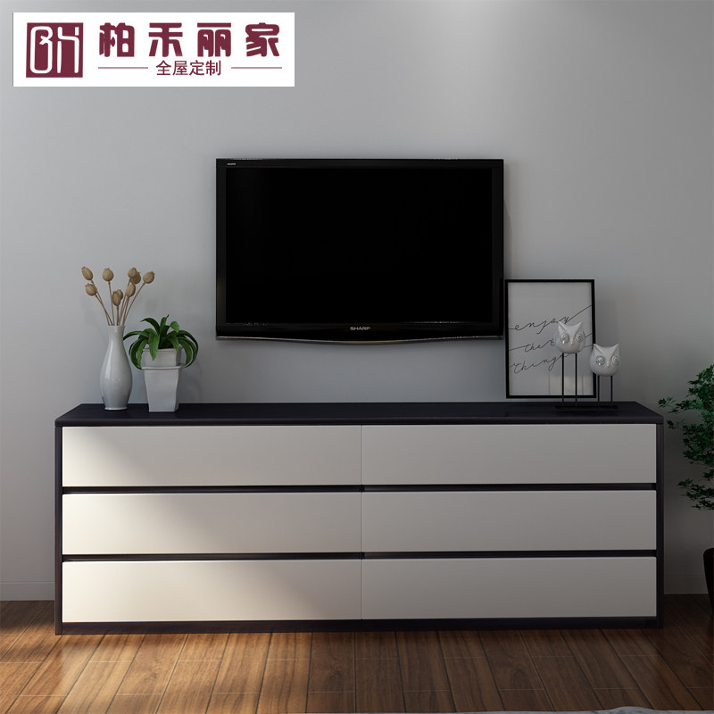 新品北欧现代简约卧室六斗柜抽屉收纳柜胡L桃木色储物柜实木电视