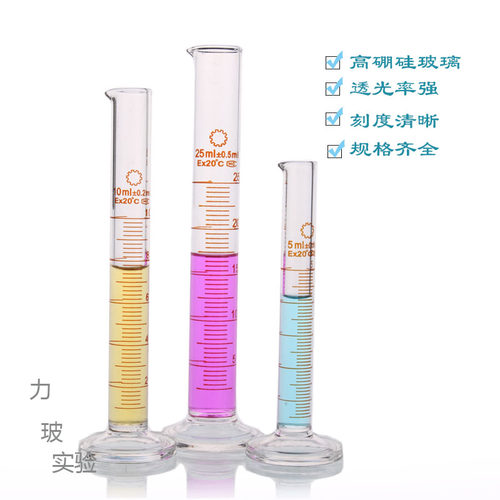 新品实验室玻璃量筒5 10 25 50 10F0ml带刻度 液体称量杯 测量精