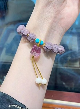 极速香积c四莲花同款手串 搭配萤石醒狮 TY1034