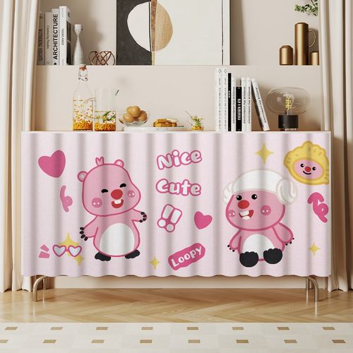 极速卡通露比无门柜子遮t挡帘可爱小海狸布帘储物柜防尘遮丑魔术