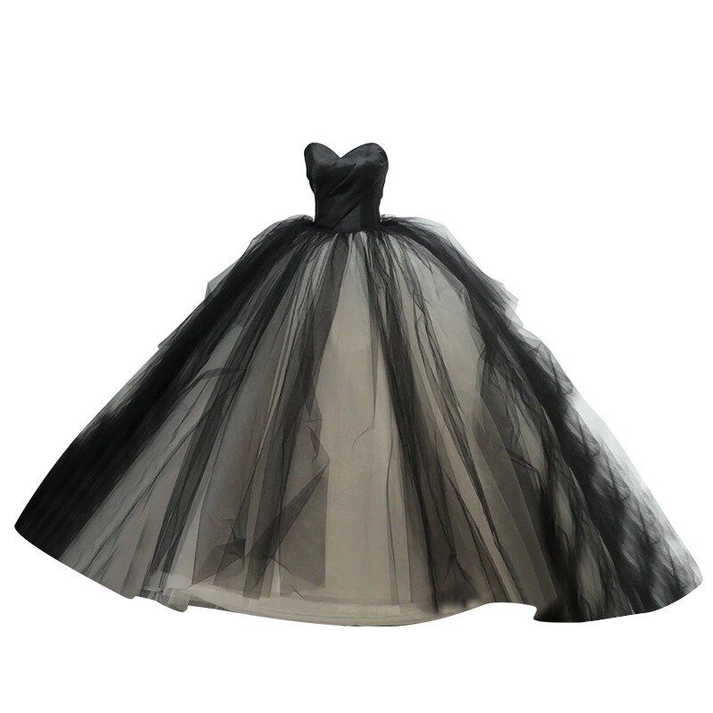 极速黑色抹胸晚礼服n学生毕业高端轻奢小众演出主持人生日走秀公