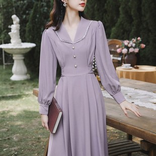 极速弟弟结婚姐姐穿的衣服参加婚礼女装 80年Q代复古港风连衣裙子