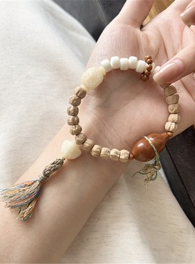 极速7mm百香籽手串搭配根付 橄榄核葫芦H 驼骨尸陀林 象神 DM115