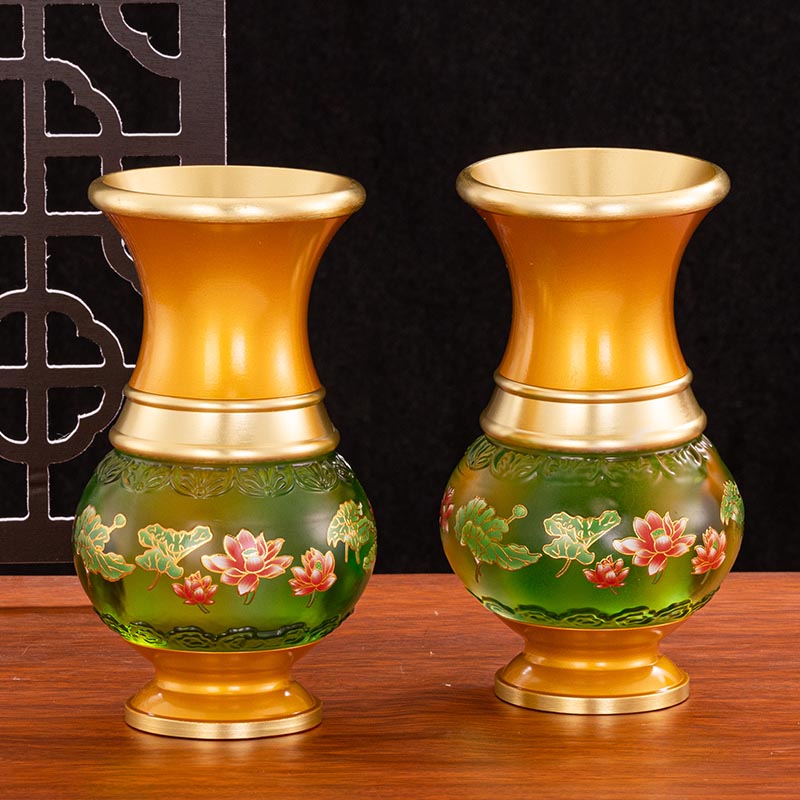 新品插花佛前供佛花瓶琉璃花w瓶招财供观音花瓶佛堂家用莲花富贵图片