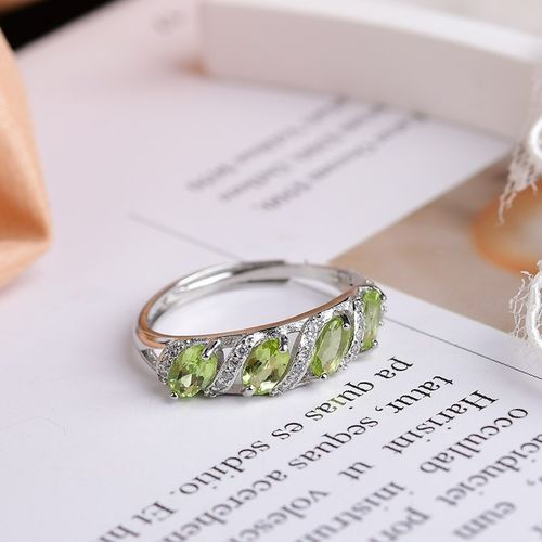 极速天然橄榄石排戒 女款戒指 白铜K镀银活口 Y1952