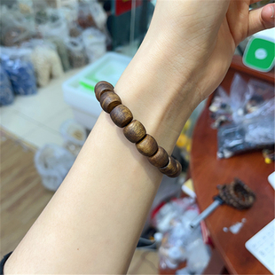 TY223 有药香气 极速金丝莺歌黄棋桶珠单圈手链手串 11Imm