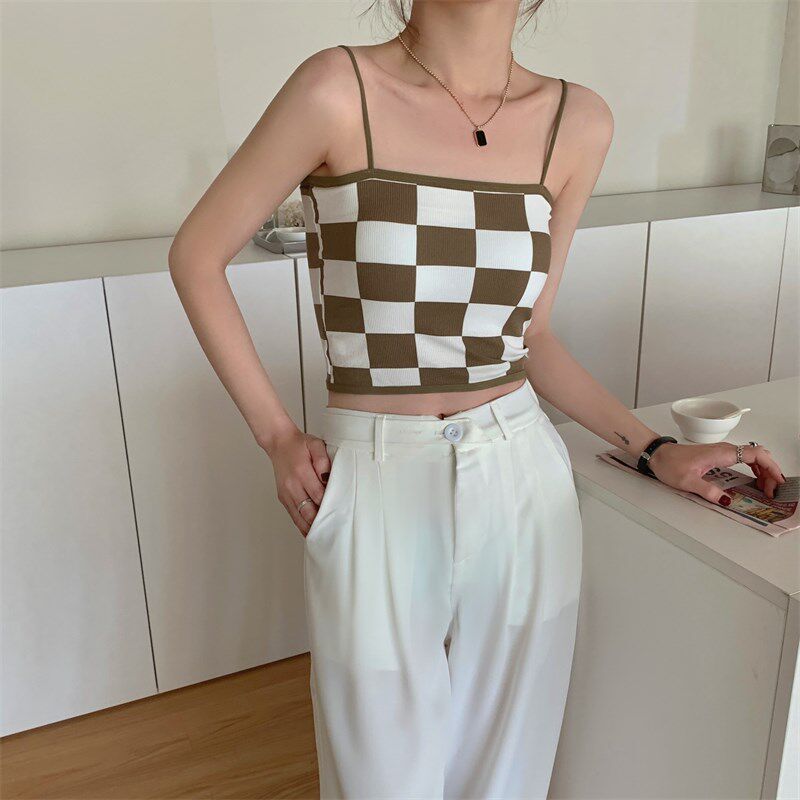 新品带胸垫个性吊带小背心女x外穿夏天小个子内搭短款无袖甜酷上