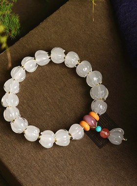 极速小清新半糖h香灰琉璃手链女 搭配天然盐源玛瑙跑环文玩饰品 T