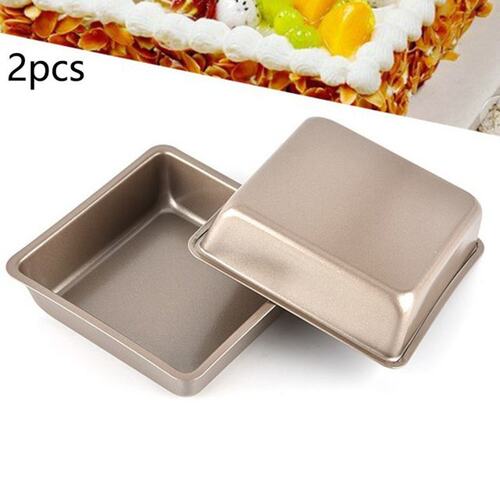 极速2PCS 4inch Cake Moulds Non-Stick GDIY Square Baking Pan